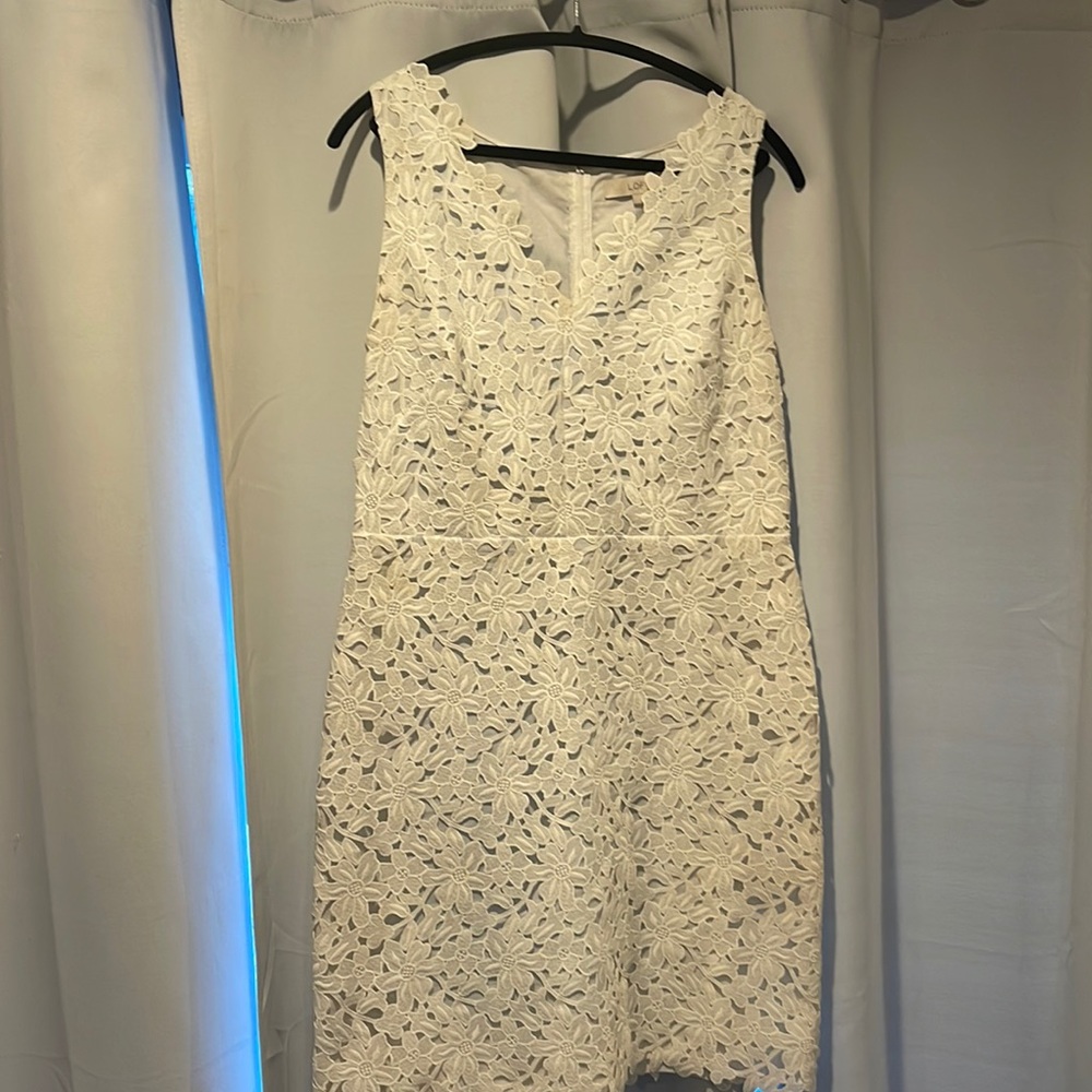 Anne Taylor Loft baby blue and white dress